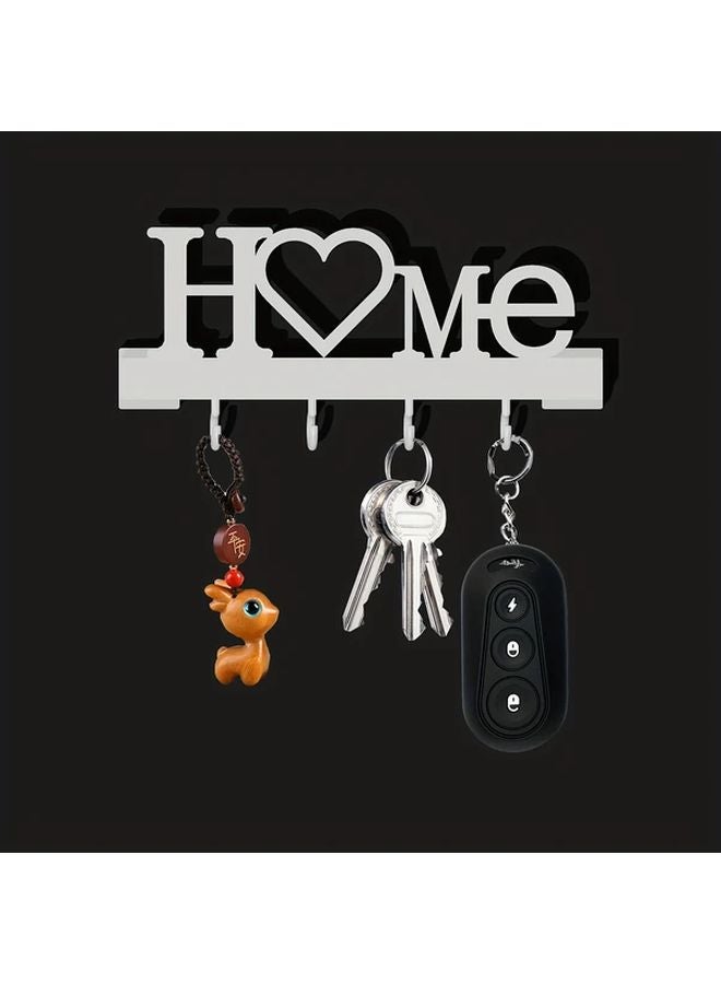 منظم مفاتيح حائط أسود بدون حفر، مخزن مدخل معدني متين مع خطاطيف - Image 2