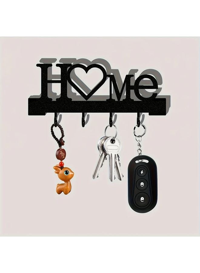 منظم مفاتيح حائط أسود بدون حفر، مخزن مدخل معدني متين مع خطاطيف - Image 5