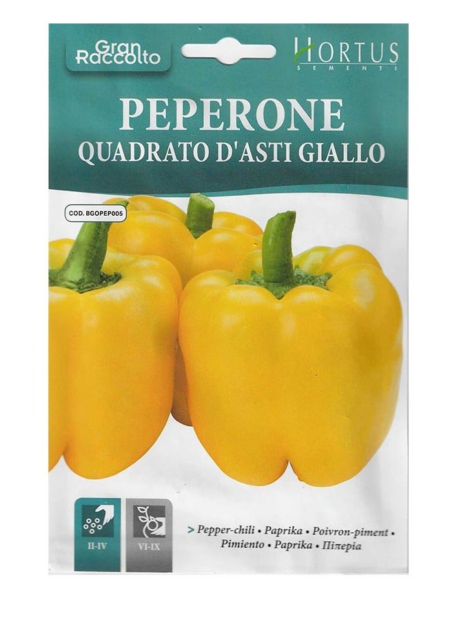 هورتس الفلفل الحار (Peperone Quadrato D' Asti Giallo) بذور عالية الجودة (صنع في إيطاليا) بواسطة Hortus Sementi - Image 1