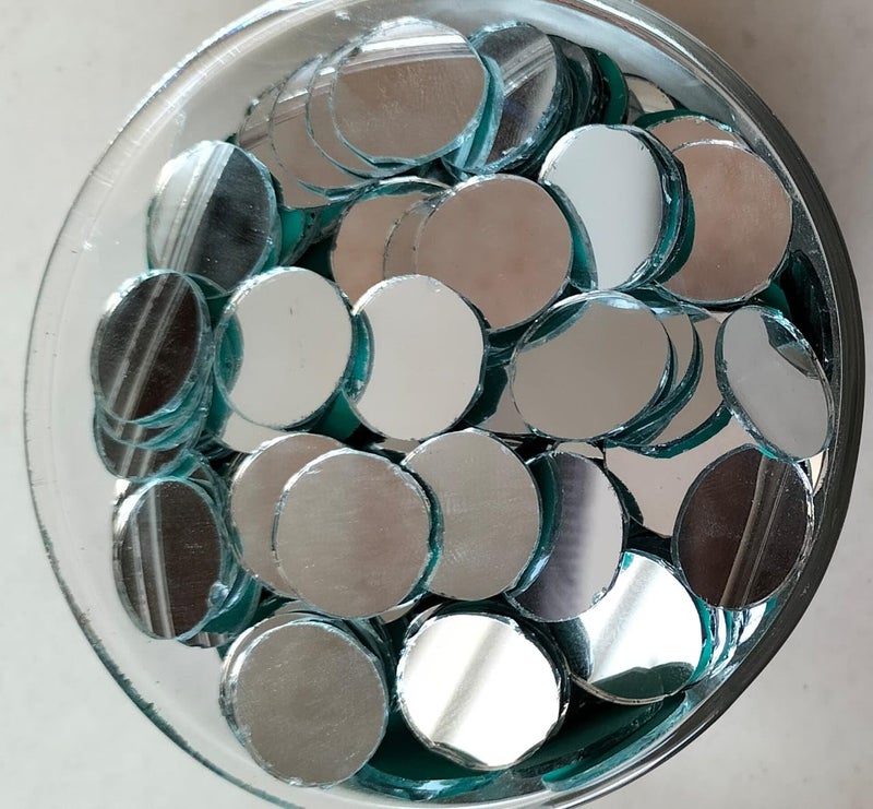 RADHE FASHION RADHE FASHION Fancy Shape 18mm Mirror for Art and Craft Work, Lippan, Decoration, Jewellery, Craft Desiging Work in Saree Blouse (Total-400 Pieces) 3 Pcs Button FREE (Big Round-18mm) - Image 5