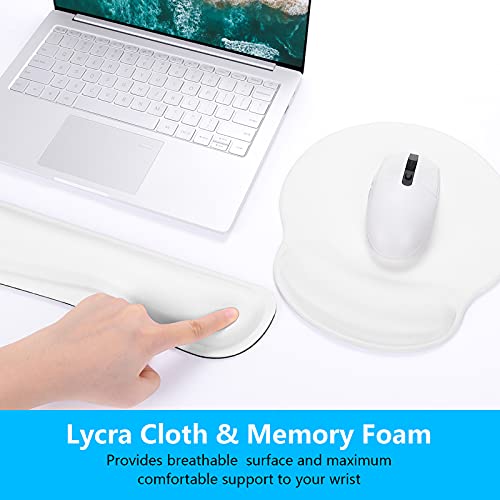 Dapesuom Keyboard Wrist Rest and Mouse Pad with Wrist Support, Memory Foam Wrist Rests for Keyboard and Mouse Set, Ergonomic Wrist Pad with Non Slip Base for Easy Typing & Pain Relief,Ivory White - Image 4