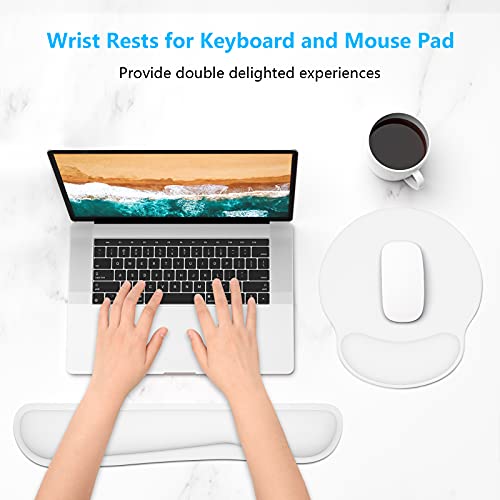 Dapesuom Keyboard Wrist Rest and Mouse Pad with Wrist Support, Memory Foam Wrist Rests for Keyboard and Mouse Set, Ergonomic Wrist Pad with Non Slip Base for Easy Typing & Pain Relief,Ivory White - Image 2