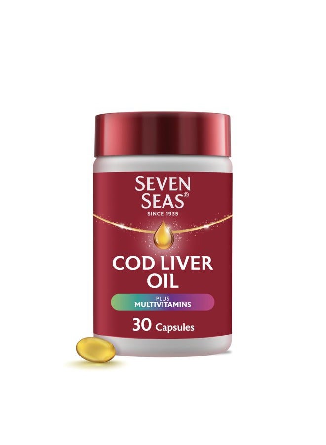 Procter & Gamble Seven Seas Cod Liver Oil fish oil plus multivitamins with Omega-3 and Vitamin D, 30 capsules supplements - Image 1