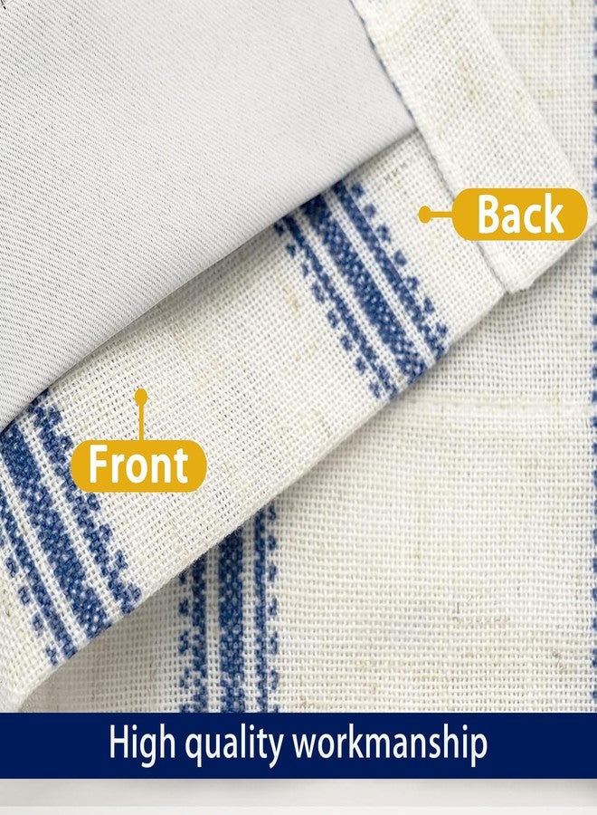 DriftAway Farmhouse Linen Blend Blackout Valance for Kitchen 18 Inch Length Vertical Striped Printed Lined Rod Pocket Room Darkening Curtain Valance for Living Room 52x18 Inch Navy - Image 4