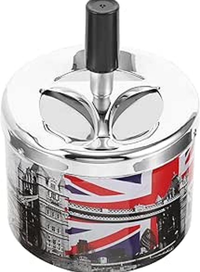Automatic Extinguishing Metal Ashtray With Rotating Lid Smokeless Tabletop For Home Office - Image 1