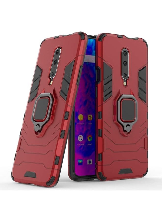 erorex - Lulumain Compatible With 1 Plus 7 Pro 1 Plus 7T Pro Case Metal Ring Grip Kickstand Shockproof Hard Bumper Shell Works With Magnetic Car Mount Dual Layer Rugged Cover For Oneplus 7 Pro Oneplus 7T Pro Red - Image 1