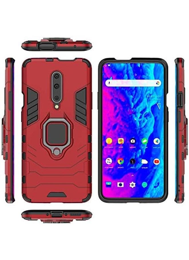 erorex - Lulumain Compatible With 1 Plus 7 Pro 1 Plus 7T Pro Case Metal Ring Grip Kickstand Shockproof Hard Bumper Shell Works With Magnetic Car Mount Dual Layer Rugged Cover For Oneplus 7 Pro Oneplus 7T Pro Red - Image 1
