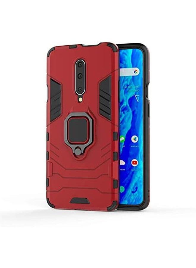 erorex - Lulumain Compatible With 1 Plus 7 Pro 1 Plus 7T Pro Case Metal Ring Grip Kickstand Shockproof Hard Bumper Shell Works With Magnetic Car Mount Dual Layer Rugged Cover For Oneplus 7 Pro Oneplus 7T Pro Red - Image 1
