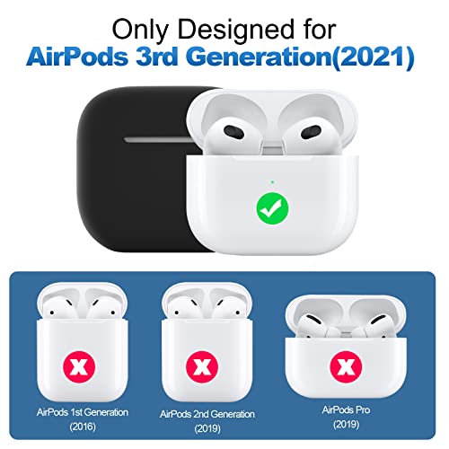 ATUAT Compatible with AirPods 3 Case, Protective Silicone Cover for AirPods 3rd Generation Case 2021, Wireless Charging - Black - Image 2