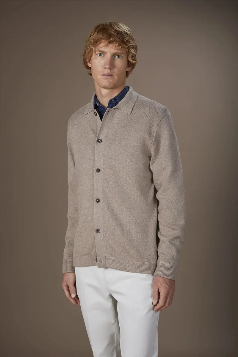 Men's regular fit hoodie in a wool blend - Beige