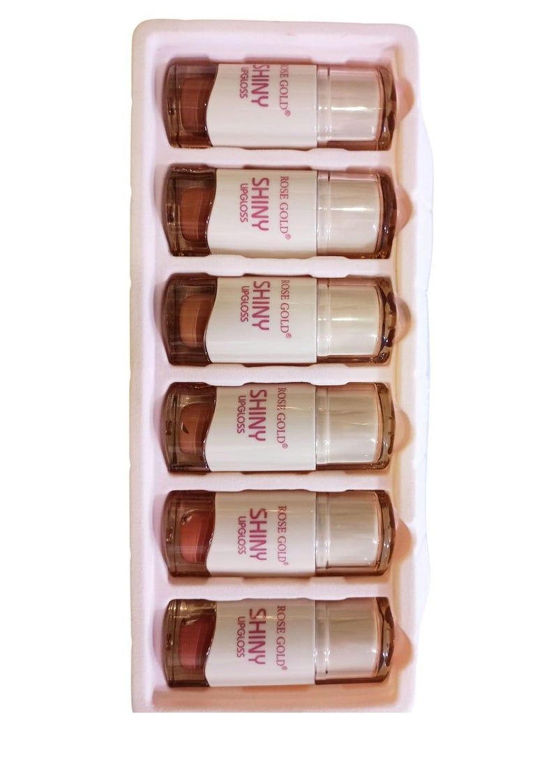 Rose Gold Rose Gold Lip Gloss Set – 6 Shiny & Moisturizing Shades - Image 1