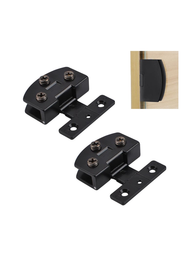 SYOSI Door Hinge, 2PCS Unilateral Adjustable Glass Door Clamp Hinges, Zinc Alloy Side-Mount Pivot Hinges, 90 Degree Black Clip Hinge Replacement Parts for 5-8mm Frameless Glass Cabinet Door - Image 1