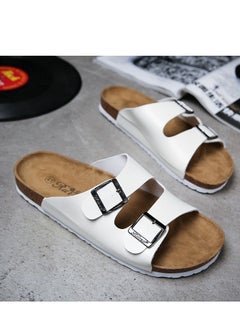 SänHahn Casual Buckle Sandals Men's Beach Shoes Women's Cork Slippers White  - Image 2