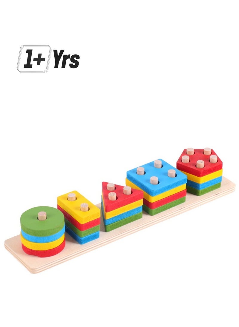 Excellent Five Sets Of Column Toys Geometric Shape Matching 1-3 Years Old  - Image 1