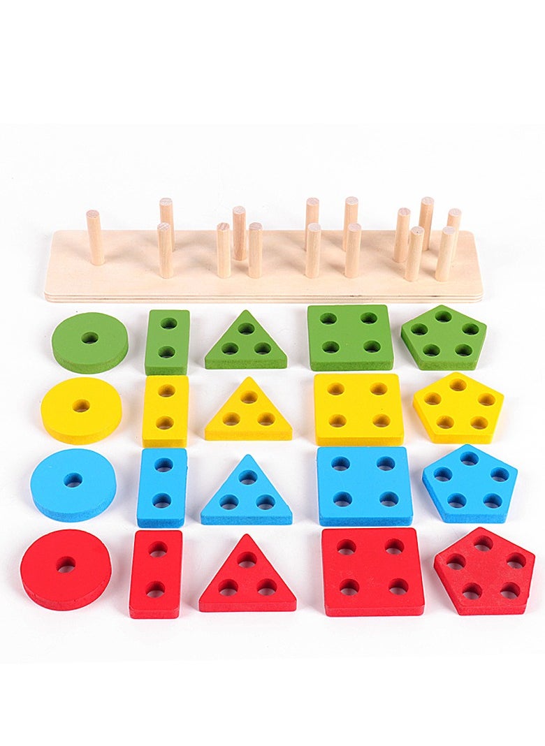 Excellent Five Sets Of Column Toys Geometric Shape Matching 1-3 Years Old  - Image 2