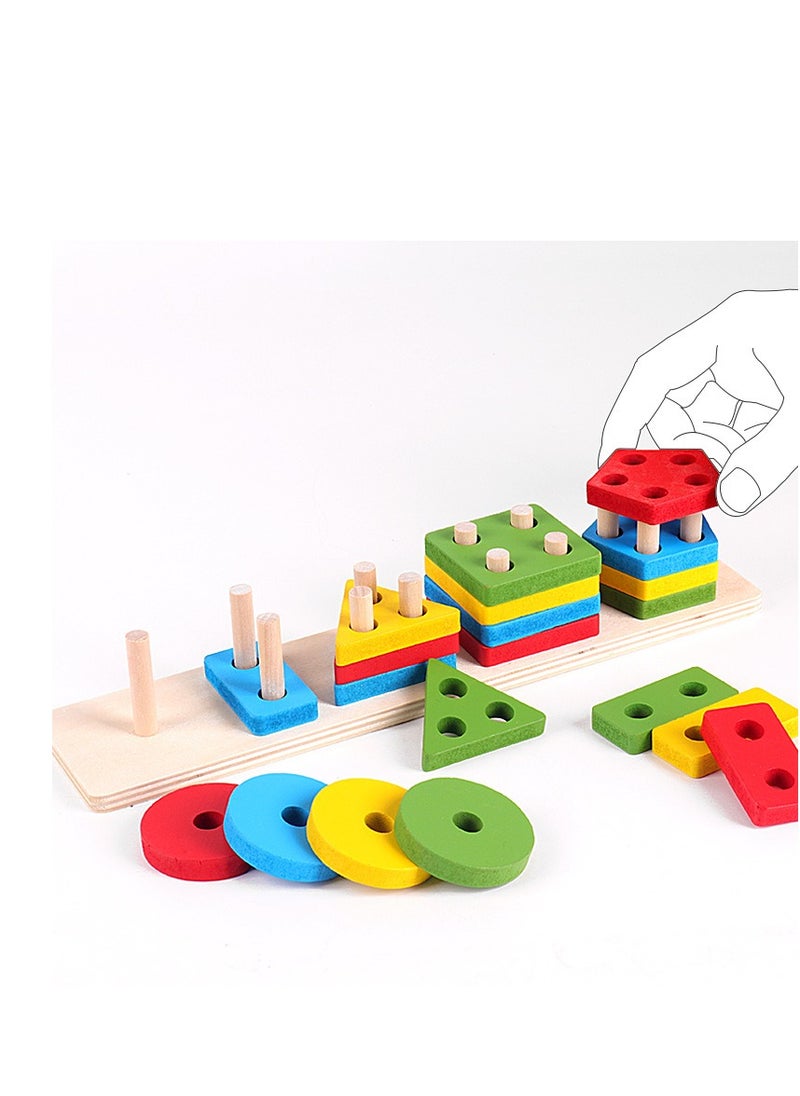 Excellent Five Sets Of Column Toys Geometric Shape Matching 1-3 Years Old  - Image 3