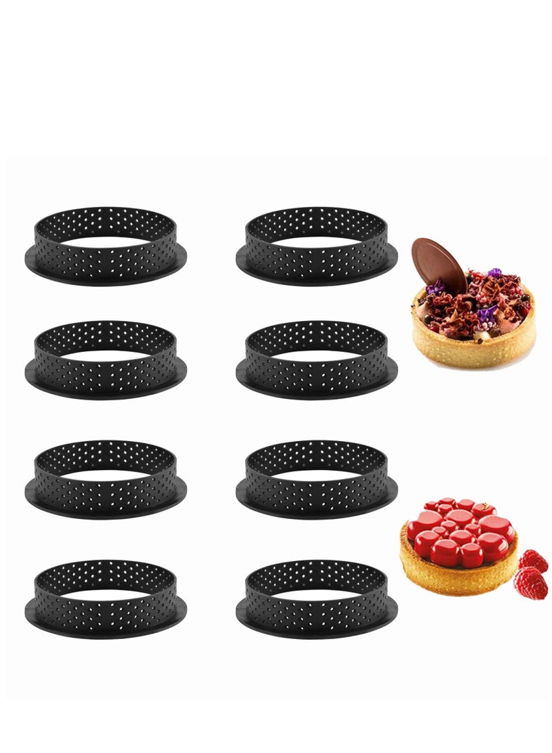 Tart Ring Molds Set - 8 Pcs Cake Baking Tools, Round Cutters for Muffins, Mousse, and French Desserts - Perfect for Kitchen and Restaurant Baking.  - Image 1