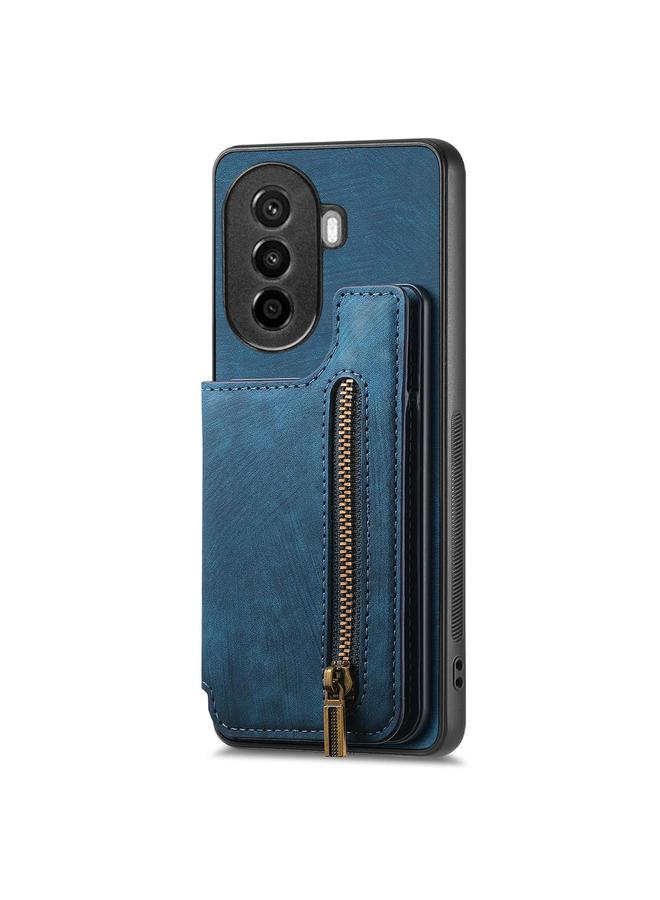 زبون جراب خلفي لهاتف Huawei nova Y70 / Y70+ مصنوع من الجلد بتصميم كلاسيكي مع سحاب - Image 1