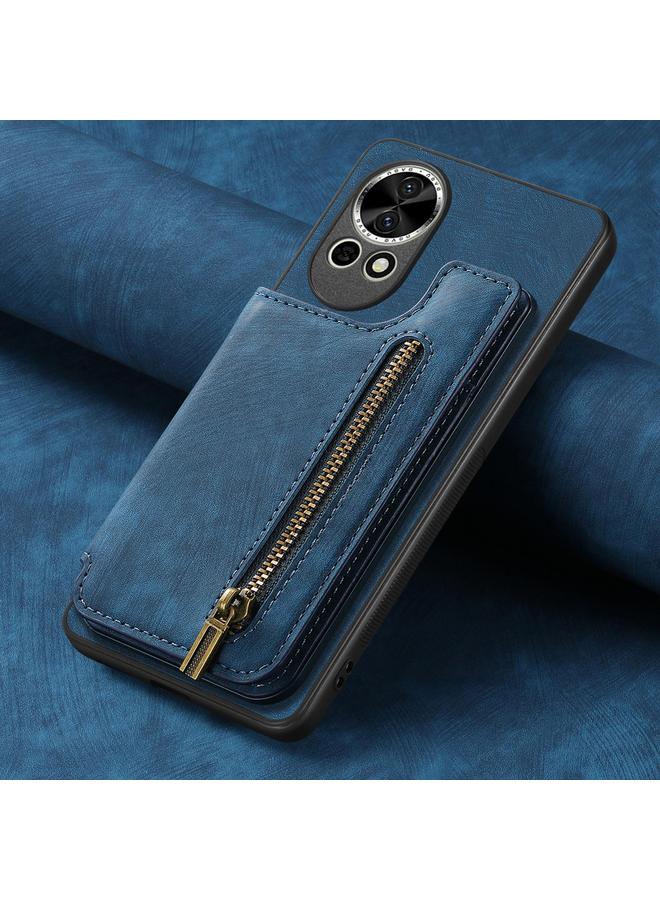 زبون جراب خلفي لهاتف Huawei nova Y70 / Y70+ مصنوع من الجلد بتصميم كلاسيكي مع سحاب - Image 5