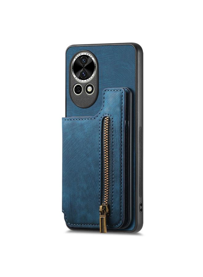 زبون جراب خلفي لهاتف Huawei nova Y70 / Y70+ مصنوع من الجلد بتصميم كلاسيكي مع سحاب - Image 2