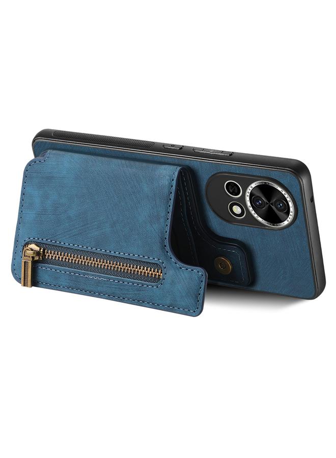 زبون جراب خلفي لهاتف Huawei nova Y70 / Y70+ مصنوع من الجلد بتصميم كلاسيكي مع سحاب - Image 3