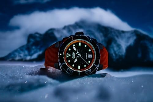 Alpina Men's Automatic Seastrong Watch, Orange Rubber Strap, Black Dial, Date Style: AL-525BO3VE6 - Image 2