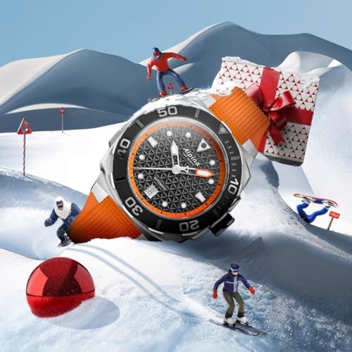 Alpina Men's Automatic Seastrong Watch, Orange Rubber Strap, Black Dial, Date Style: AL-525BO3VE6 - Image 5