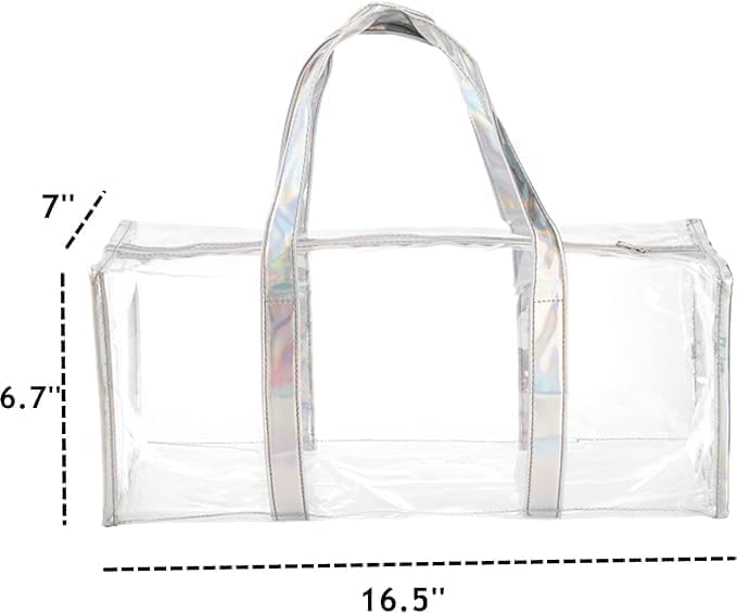 Lyellfe 2 Pack Clear Duffle Bag for Women, Heavy Duty Sports Tote Gym Bags, Large PVC Tote with Zipper, Plastic Makeup Toiletry for Gym, Travel, Beach and Picnic - Image 2