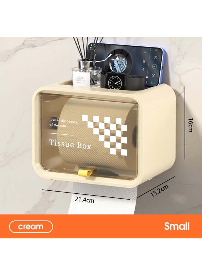 Noon East Decorative Tissue Box Cover, Premium PP Wall Mounted Facial Tissues Dispenser, Bathroom Facial Napkin Box Holders for Bathroom, Kitchen and Cars, 21.4 x 15.2 x16 cm, Cream - Image 2