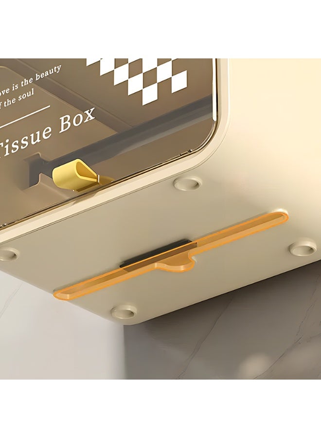 Noon East Decorative Tissue Box Cover, Premium PP Wall Mounted Facial Tissues Dispenser, Bathroom Facial Napkin Box Holders for Bathroom, Kitchen and Cars, 21.4 x 15.2 x16 cm, Cream - Image 5