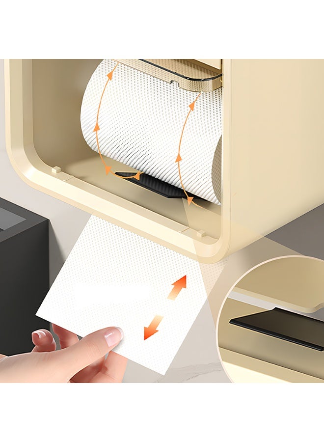 Noon East Decorative Tissue Box Cover, Premium PP Wall Mounted Facial Tissues Dispenser, Bathroom Facial Napkin Box Holders for Bathroom, Kitchen and Cars, 21.4 x 15.2 x16 cm, Cream - Image 4