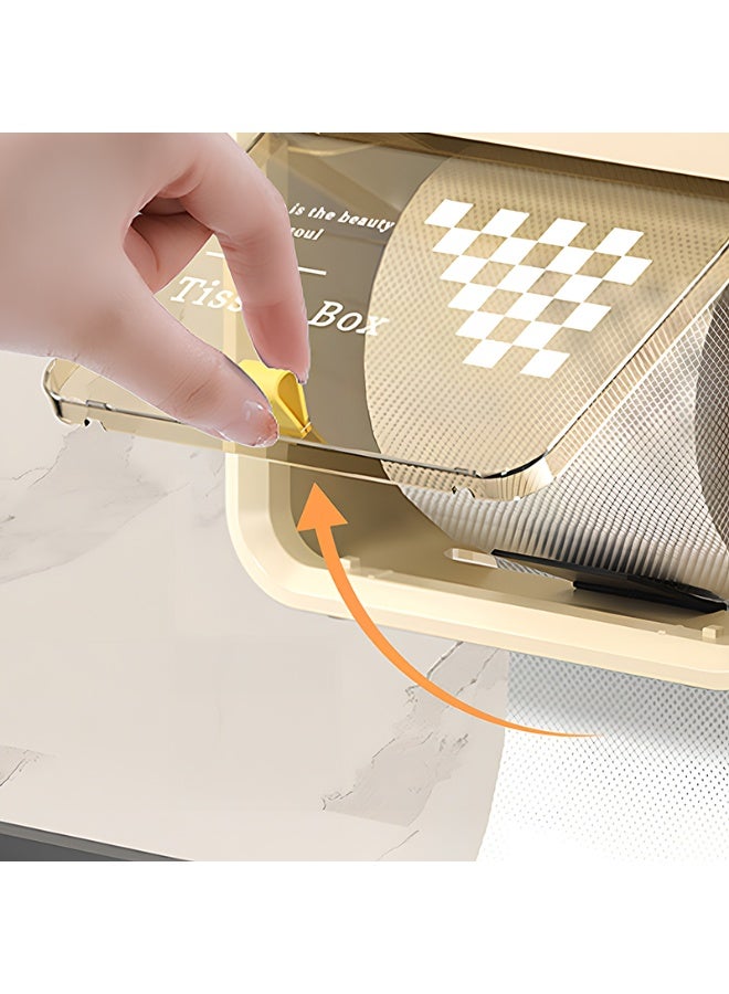 Noon East Decorative Tissue Box Cover, Premium PP Wall Mounted Facial Tissues Dispenser, Bathroom Facial Napkin Box Holders for Bathroom, Kitchen and Cars, 21.4 x 15.2 x16 cm, Cream - Image 3