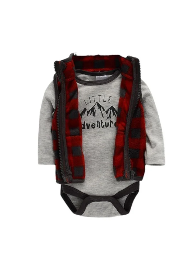 Bambimici Bambimici  Mountain Print Long Sleeve Bodysuit with zipper and Pyjama - Multicolor