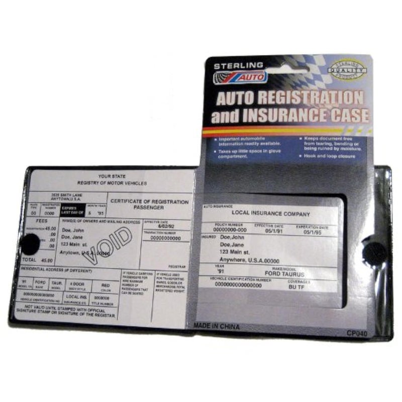 Auto Car Truck Registration Insurance Document Holder Wallet Black Case Id Card
