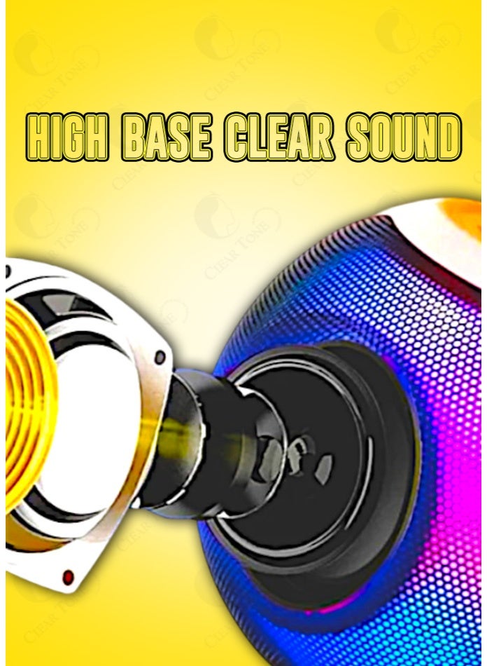 مكبر صوت بلوتوث محمول عالي الجودة مع صوت جهير عميق وأضواء RGB | بطارية قابلة لإعادة الشحن بسعة ١٢٠٠ مللي أمبير | منفذ USB/نوع A و C/دعم SD، نطاق لاسلكي يصل إلى 10 أمتار – هيكل بلاستيكي متين للاستخدام المنزلي | السفر والحفلات الخارجية - Image 3