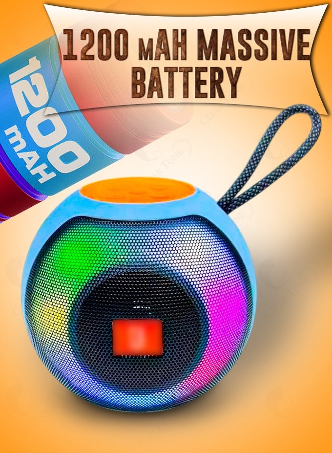 مكبر صوت بلوتوث محمول عالي الجودة مع صوت جهير عميق وأضواء RGB | بطارية قابلة لإعادة الشحن بسعة ١٢٠٠ مللي أمبير | منفذ USB/نوع A و C/دعم SD، نطاق لاسلكي يصل إلى 10 أمتار – هيكل بلاستيكي متين للاستخدام المنزلي | السفر والحفلات الخارجية - Image 2