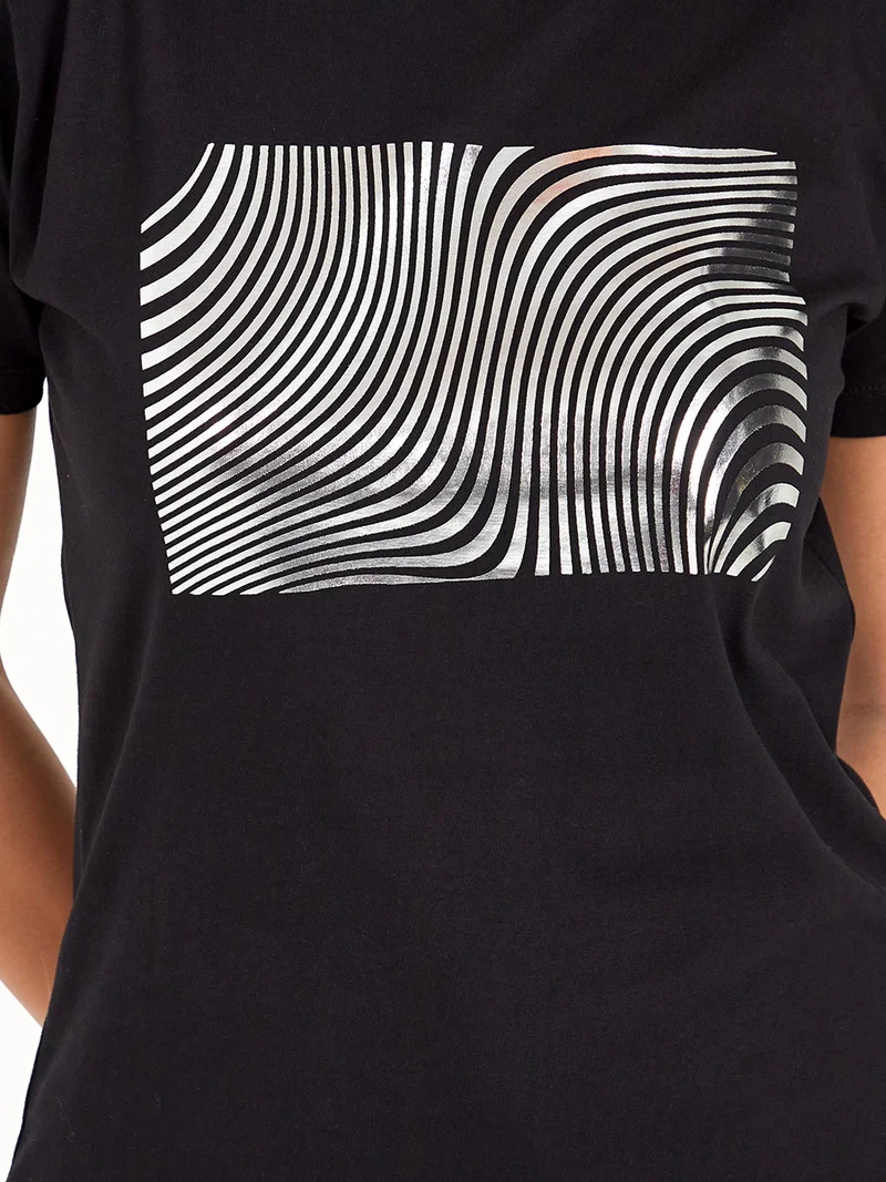 Styli Short Sleeves Foil Print Regular Length T-shirt