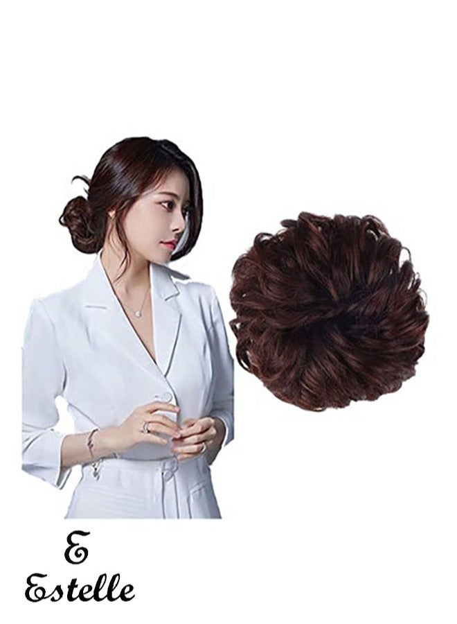 Estelle Messy Hair Bun Scrunchie with Elastic Rubber Band Ponytail Hair Extensions Updo Chignon Donut Ponytail Hairpiece Synthetic Tousled Hair for Women (Color No 99J) - Image 1