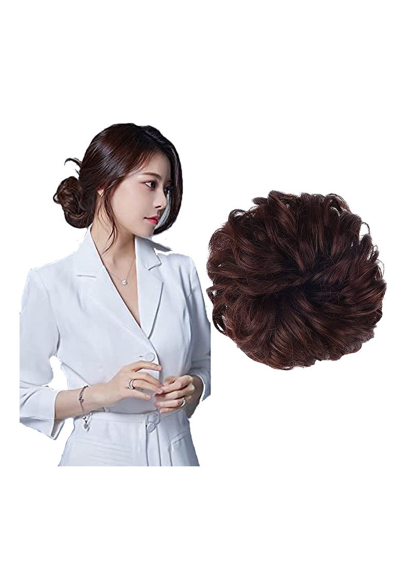 Estelle Messy Hair Bun Scrunchie with Elastic Rubber Band Ponytail Hair Extensions Updo Chignon Donut Ponytail Hairpiece Synthetic Tousled Hair for Women (Color No 99J) - Image 2