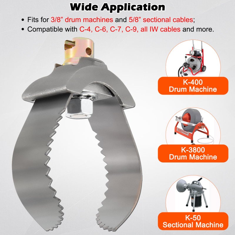 Bonbo 52822 T-232 3" Heavy-Duty C Cutter Cable Coupling Drain Cleaning Tool Fits for 3/8â€ & 5/8â€ Drum Including C-4 C-6 C-7 C-9 and All IW Cables, Compatible with K-400 K-3800 K-50 Ridgid Drum Machines - Image 3
