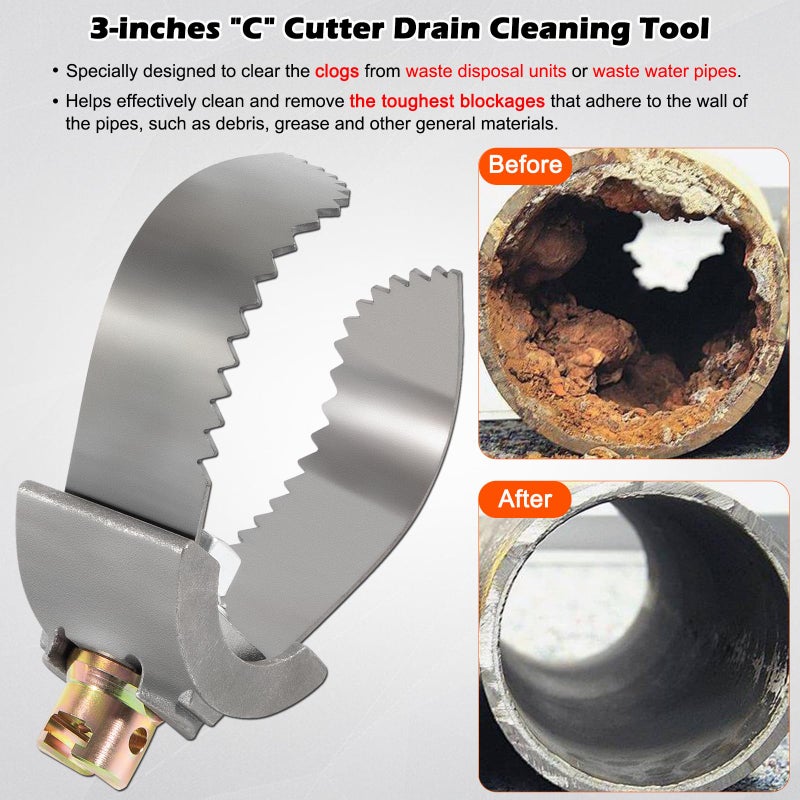 Bonbo 52822 T-232 3" Heavy-Duty C Cutter Cable Coupling Drain Cleaning Tool Fits for 3/8â€ & 5/8â€ Drum Including C-4 C-6 C-7 C-9 and All IW Cables, Compatible with K-400 K-3800 K-50 Ridgid Drum Machines - Image 4