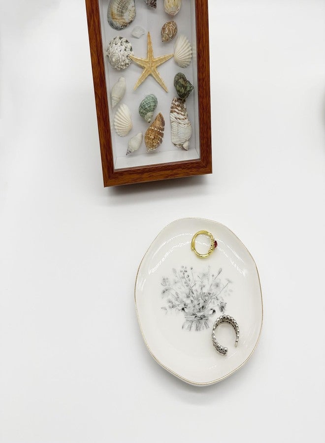 BESSKON Flower Ceramic Jewelry Tray Dish, Gifts for Mom, Friend, Daughter, Small Ring Dish, Ring Holder Dish for Women, Bathroom Trinket Tray Jewelry Plate Dish, Engagement Jewelry Bowl - Image 5