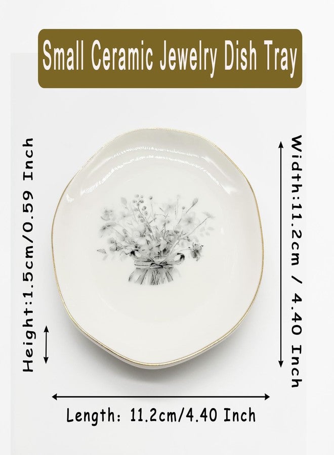BESSKON Flower Ceramic Jewelry Tray Dish, Gifts for Mom, Friend, Daughter, Small Ring Dish, Ring Holder Dish for Women, Bathroom Trinket Tray Jewelry Plate Dish, Engagement Jewelry Bowl - Image 2