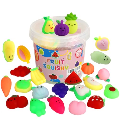 Kingyao Mochi Squishy Toys 24 pcs Fruit Squishy Party Favors for Kids Classroom Prize Stress Relief Squishies Bulk Gift for Birthday Pinata Goodie Bag Filler Christmas Stocking Stuffers Easter Valentines - Image 1