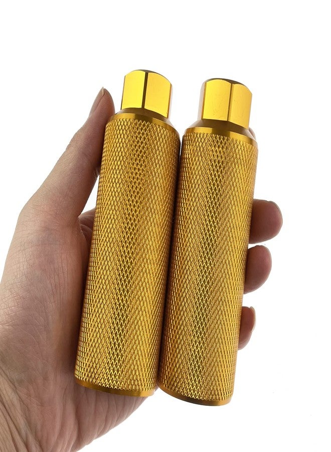 Zelerdo 2 Pairs Aluminum Alloy Bike Pegs for Mountain Bike Cycling Rear Stunt Pegs Fit 3/8 inch Axles (110x38 mm) (Yellow) - Image 2