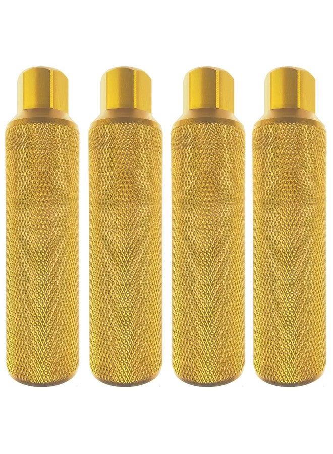 Zelerdo 2 Pairs Aluminum Alloy Bike Pegs for Mountain Bike Cycling Rear Stunt Pegs Fit 3/8 inch Axles (110x38 mm) (Yellow) - Image 1