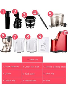 Generic Automatic Slow Juicer Machine, Compact Masticating Slow Juicer,Easy To Clean Cold Press Juicer,Juice Soup Maker Extractor,Reverse Function,Creates Fresh Healthy Vegetable&Fruit Juice,red  - Image 5