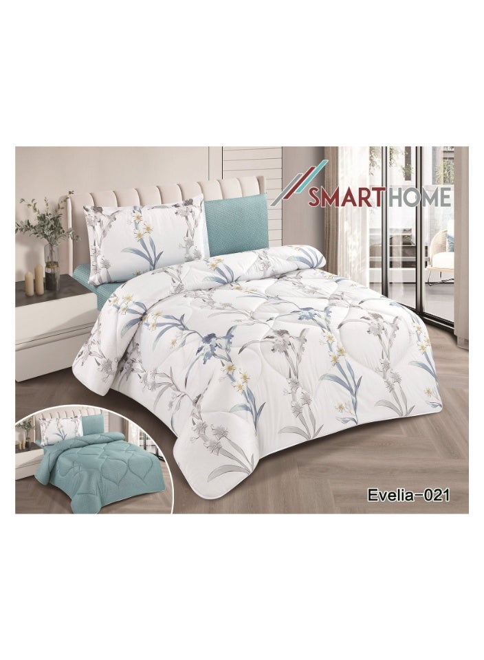 SMART HOME 100% Microfiber Double Bedspread, Bed Cover, Reversible, Comforter Set with 4 Pieces (Bedspread + Mattress Protector + Pillowcase + Pillow Cover) Bedspread Size 200x260 cm and Cover Size 160x200 cm (Color Same as Picture)  - Image 4