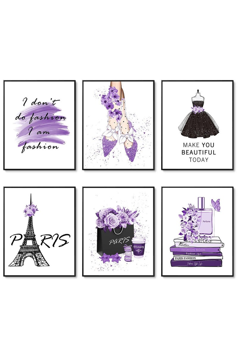 HoozGee Glam Purple Fashion Wall Art Prints - Image 1