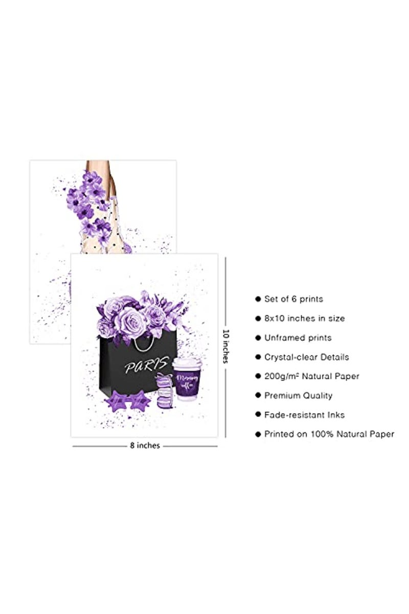 HoozGee Glam Purple Fashion Wall Art Prints - Image 3